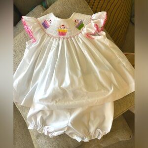 Velani girls smocked dress - cupcakes - 12 month